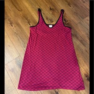 Soma Gown Pajamas Sz Large L Red Plaid Slender Straps Built in Bra Women's